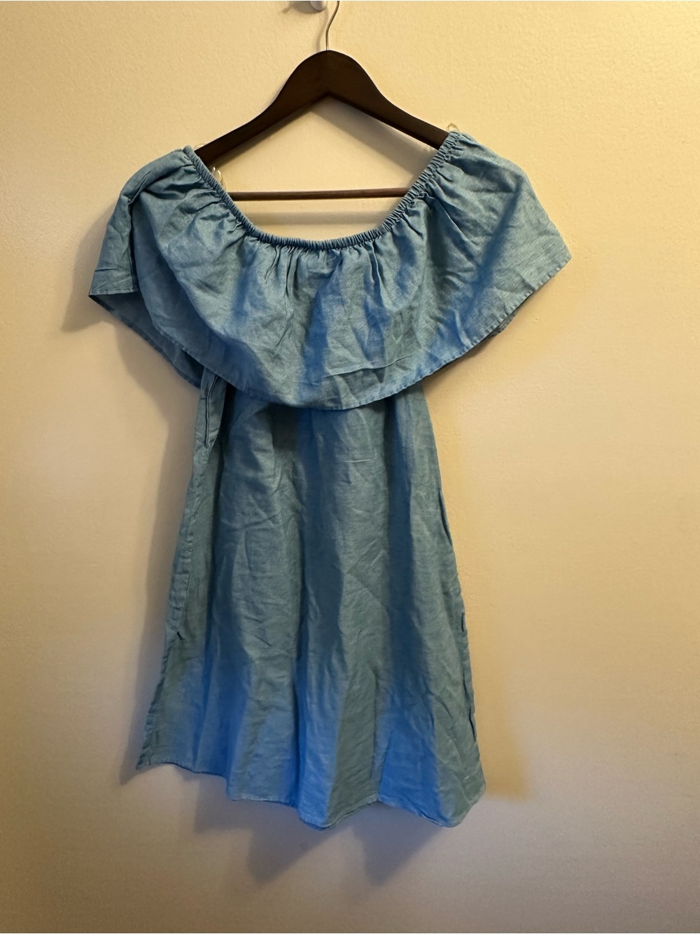 #342 iris Light Blue Off-Shoulder Mini Dress